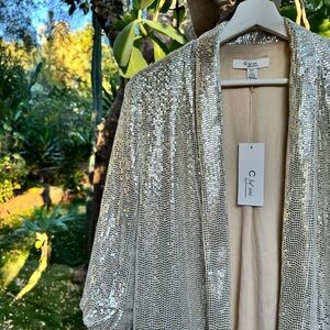 C by One Silver Sparkly duster blazer